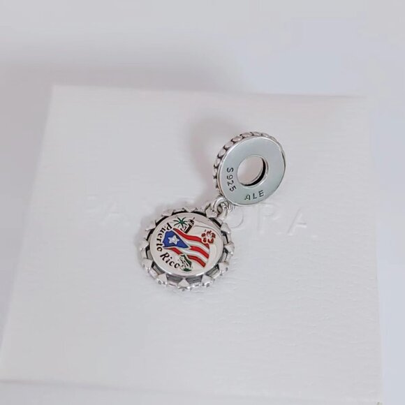 Pandora Puerto Rico Flag Dangle Country Exclusive Travel Charm Pendant S925 ALE - Picture 8 of 8